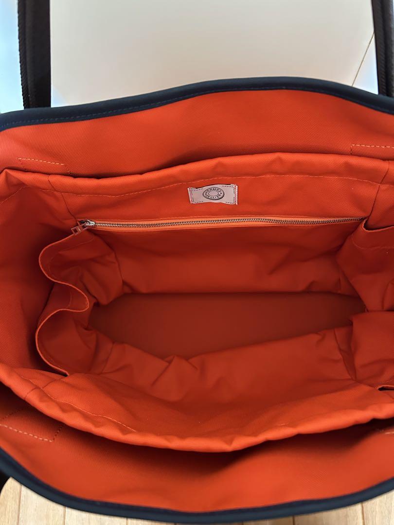 HERMES 2WAY ショルダーバッグトートバッグ キャンバス ネイビー