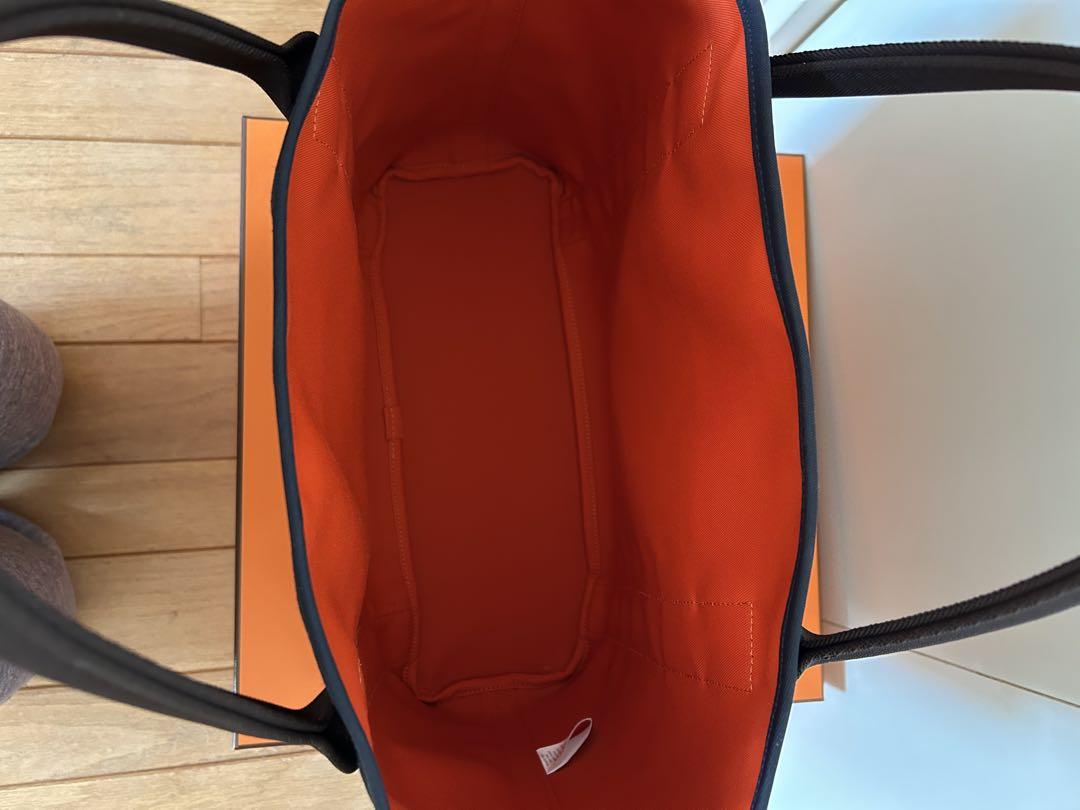 HERMES 2WAY ショルダーバッグトートバッグ キャンバス ネイビー