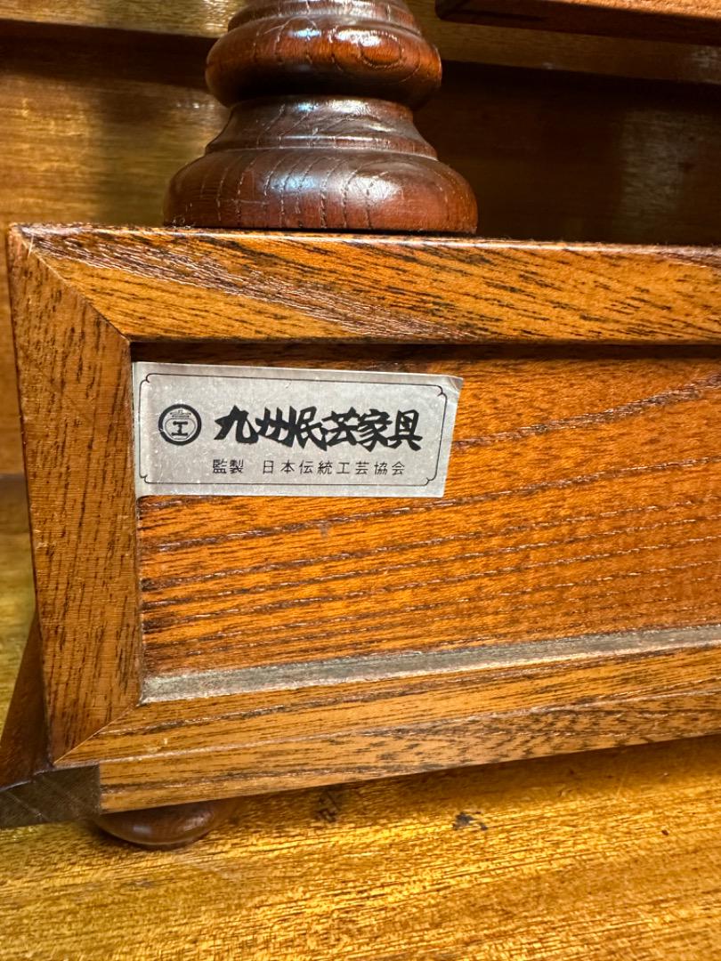 九州民芸家具 ヴィンテージ 卓上ミラー 木製 日本伝統工芸品 画像8