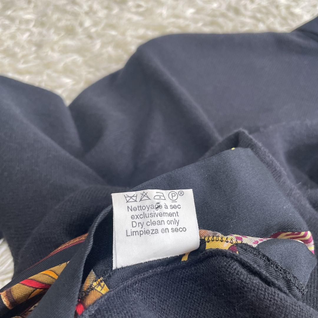 HERMES】シルク カシミヤ 切替え スカーフデザイン Hボタン カットソー