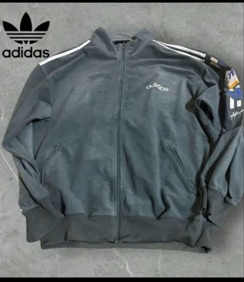 80-90s adidasベロアトラックジャケットくすみグ リーン - メルカリ
