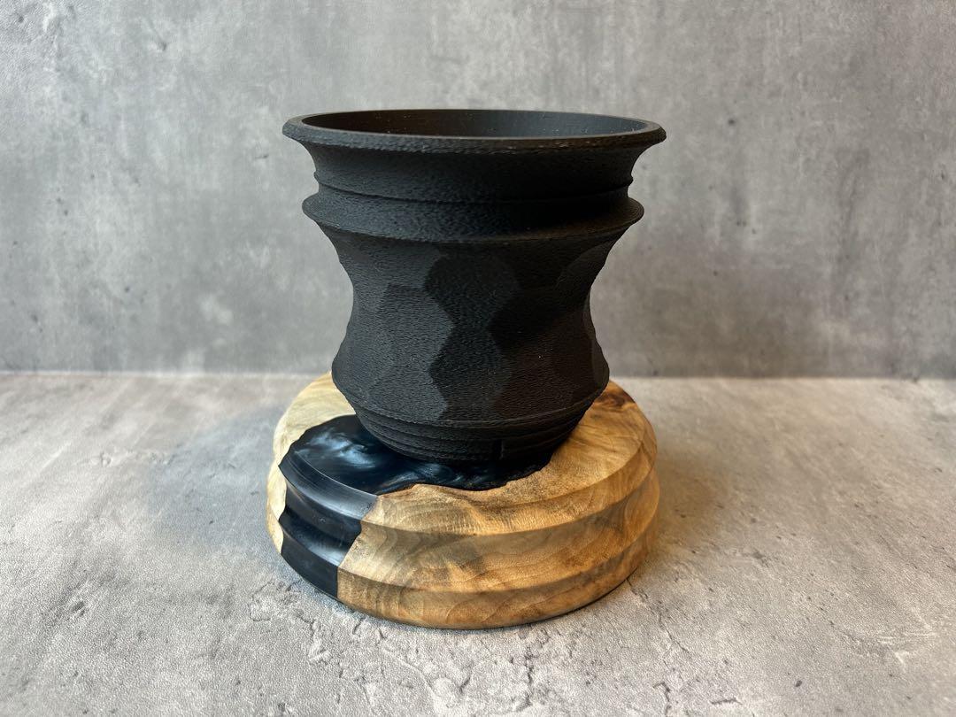 BASE WOOD DESIGN OD缶 ランタン 台座 花台 ポプラ×レジン①