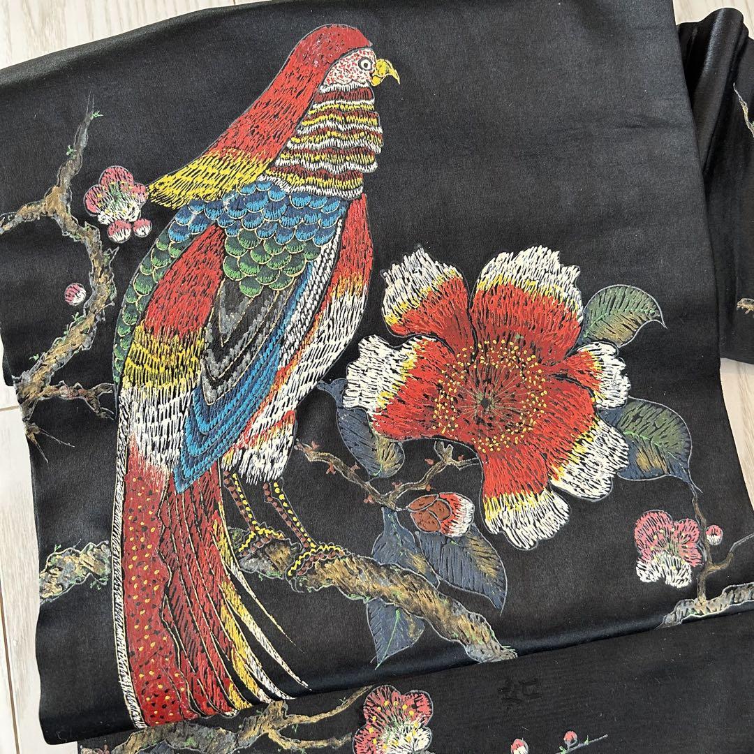 Yahoo!オークション - 名古屋帯 刺繍 黒 セミアンティーク