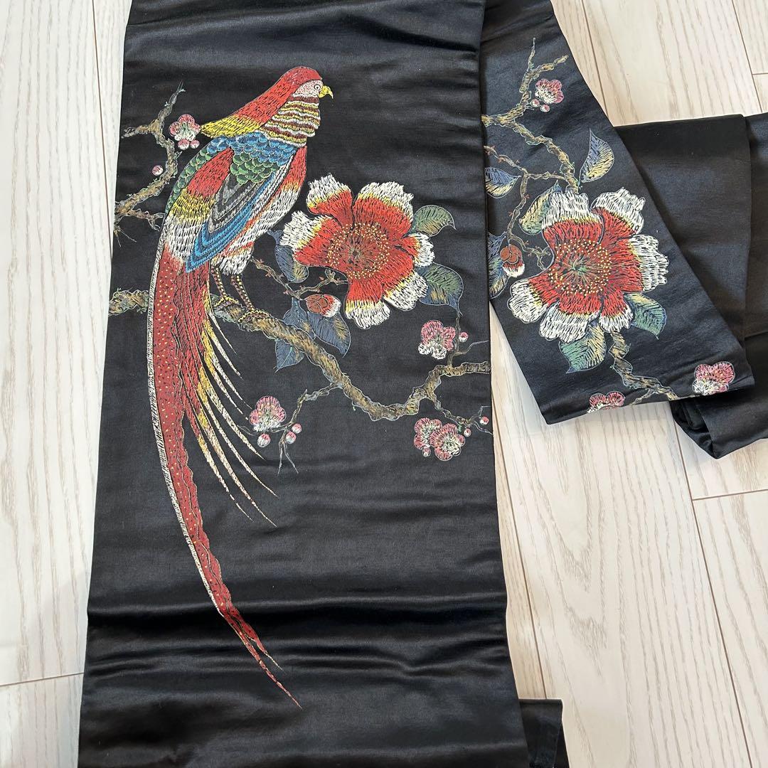 Yahoo!オークション - 名古屋帯 刺繍 黒 セミアンティーク