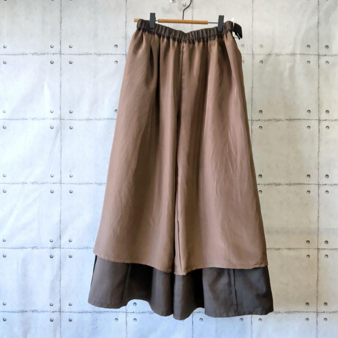 ⑤【ガウチョパンツ 正絹紬】スカート感覚　体型カバー　裏地付き　着物リメイク
