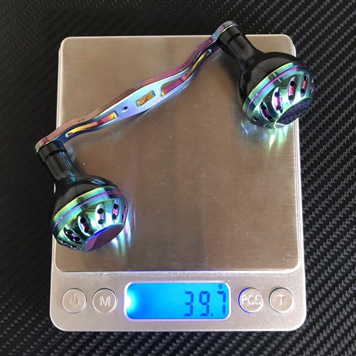 軽量ベイトリール用アルミハンドル パワーハンドルノブ フルセット　オーロラ