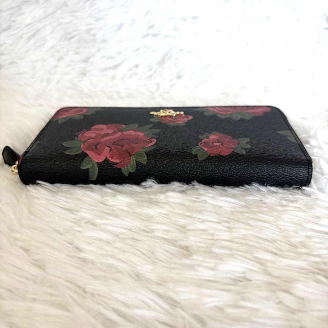未使用級✨COACH コーチ ラウンドファスナー ジップ 薔薇 花柄