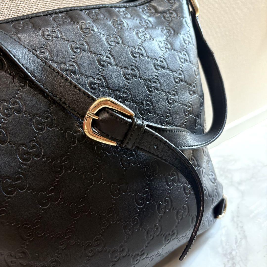 GUCCI グッチ　GG柄　オールレザー　アビー　ホースビット　ショルダーバッグ
