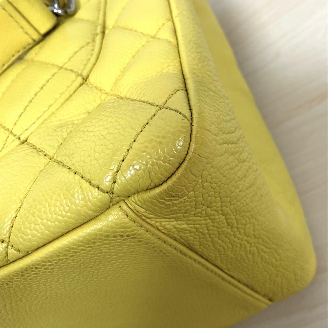 CHANEL マトラッセ ココマーク キャビアスキン トートバッグ イエロー