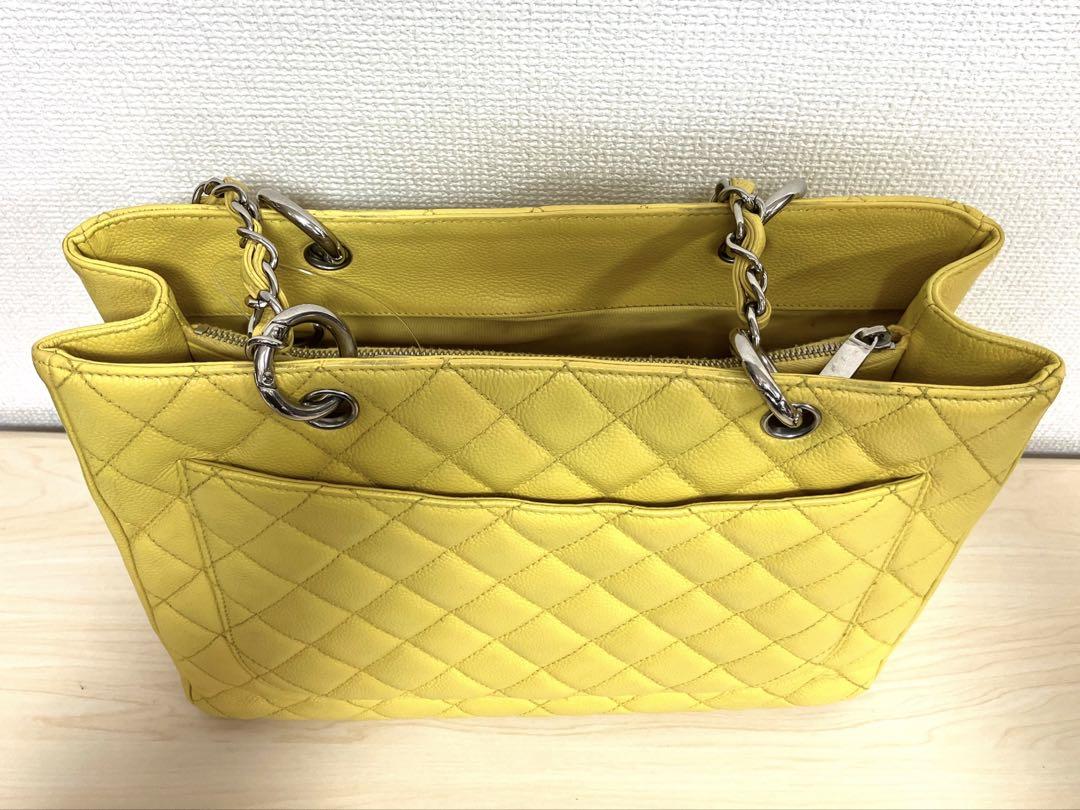 CHANEL マトラッセ ココマーク キャビアスキン トートバッグ イエロー