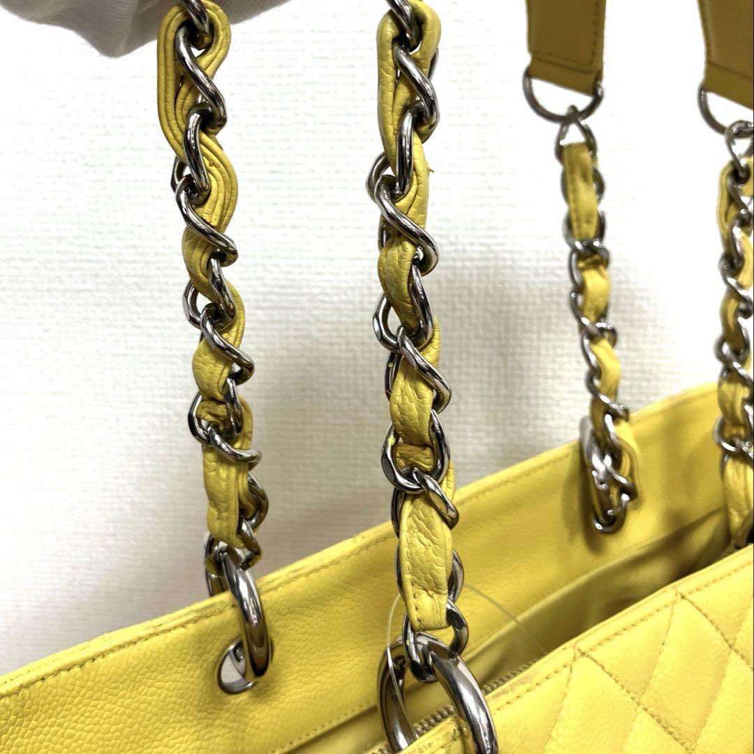 CHANEL マトラッセ ココマーク キャビアスキン トートバッグ イエロー