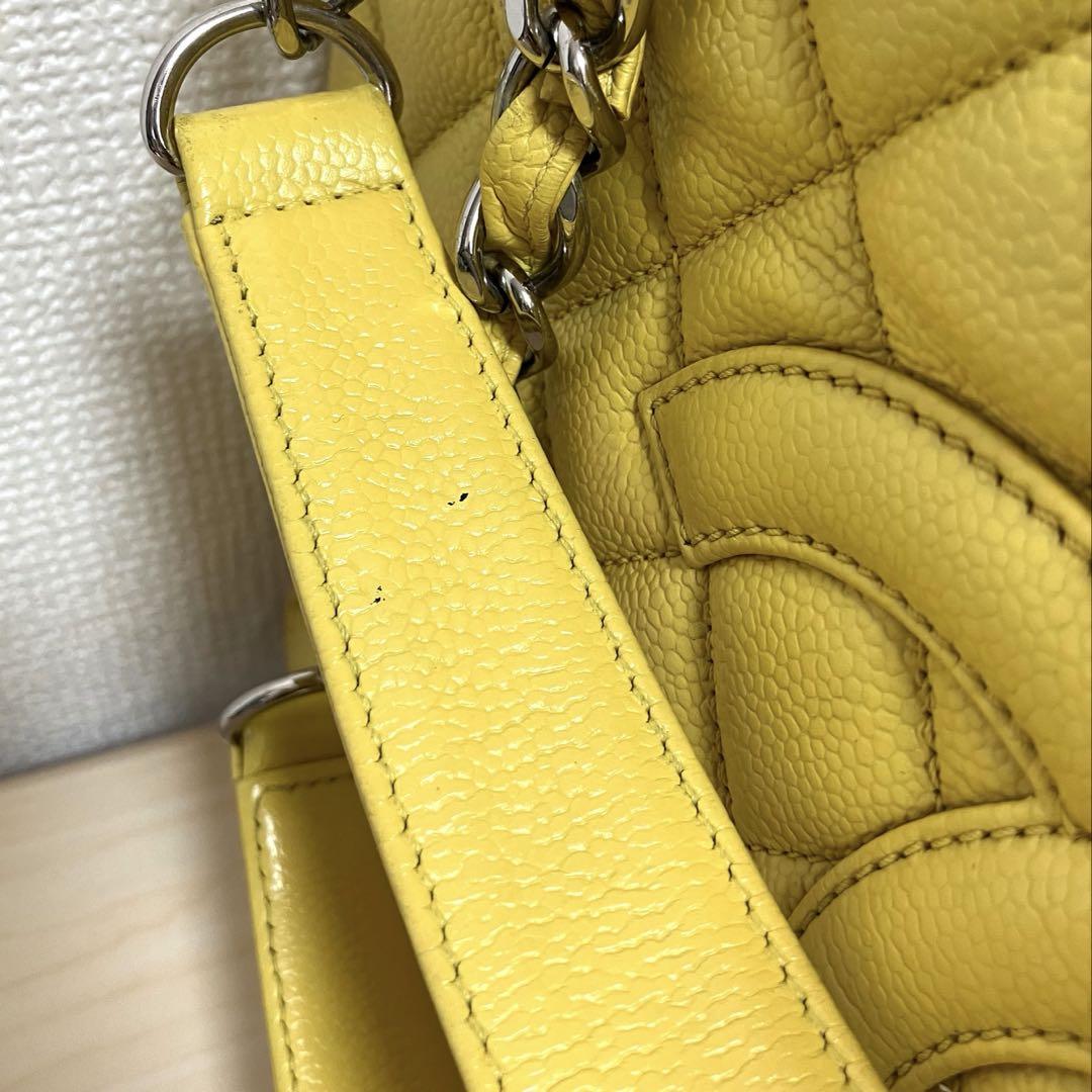 CHANEL マトラッセ ココマーク キャビアスキン トートバッグ イエロー
