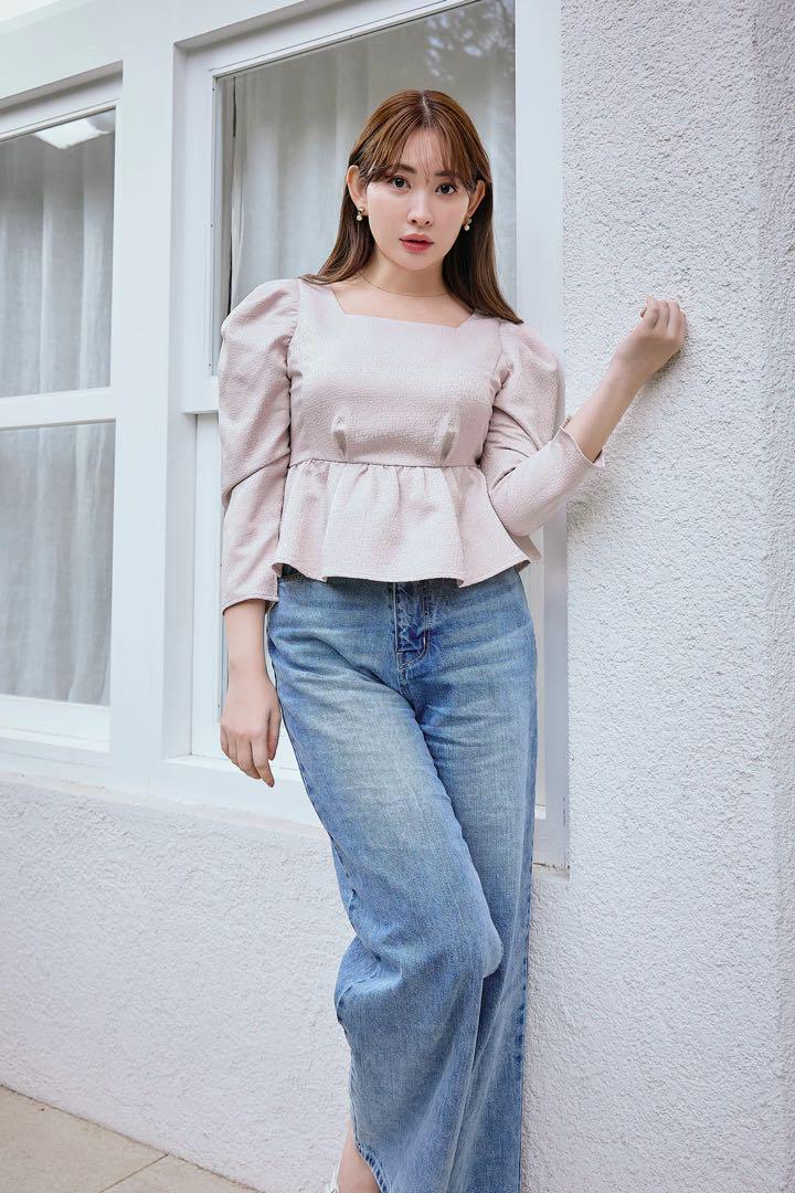 トップス Volume Sleeve Jacquard Top