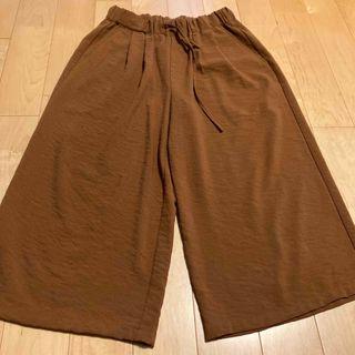 ブラウン ガウチョパンツ ゴムウエスト