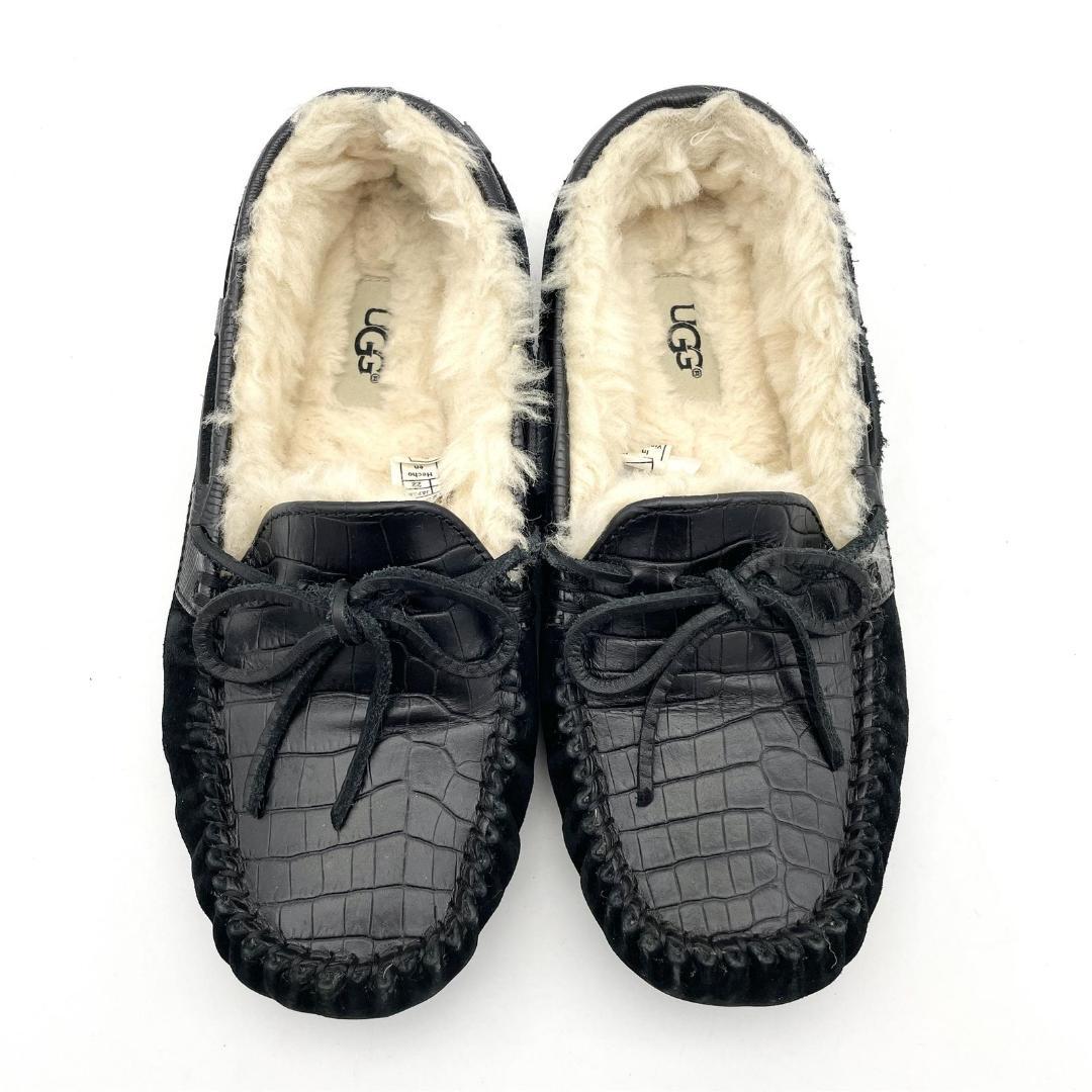 UGG ダコタ モカシン クロコ ムートン ブラック 1560A