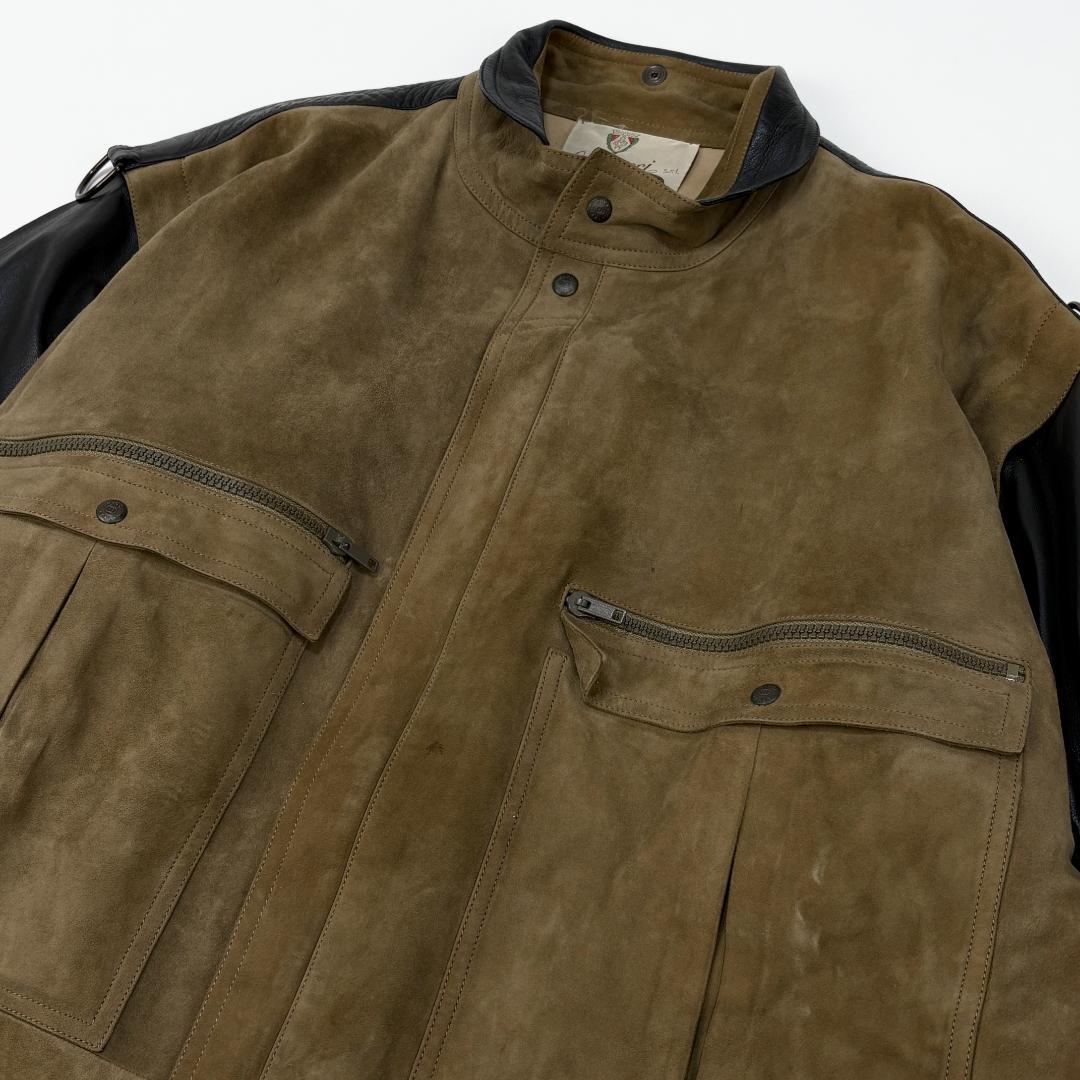 希少 OLD GUCCI 70's 2 Tone Leather Jacket