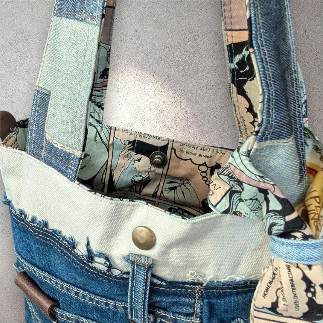 ハンドメイド デニムリメイク アメコミトート - メルカリ