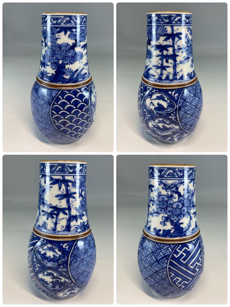 【茶道具】高野昭阿弥造　祥瑞写瓢形腰捻台子皆具（共箱）飾火箸付