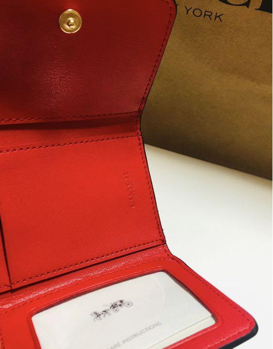 格安限定品 COACHアウトレット コンパクト 三つ折り財布 レッド系 ROFCQ-m87794074103 コーチ シグネチャー 人気定番HOT