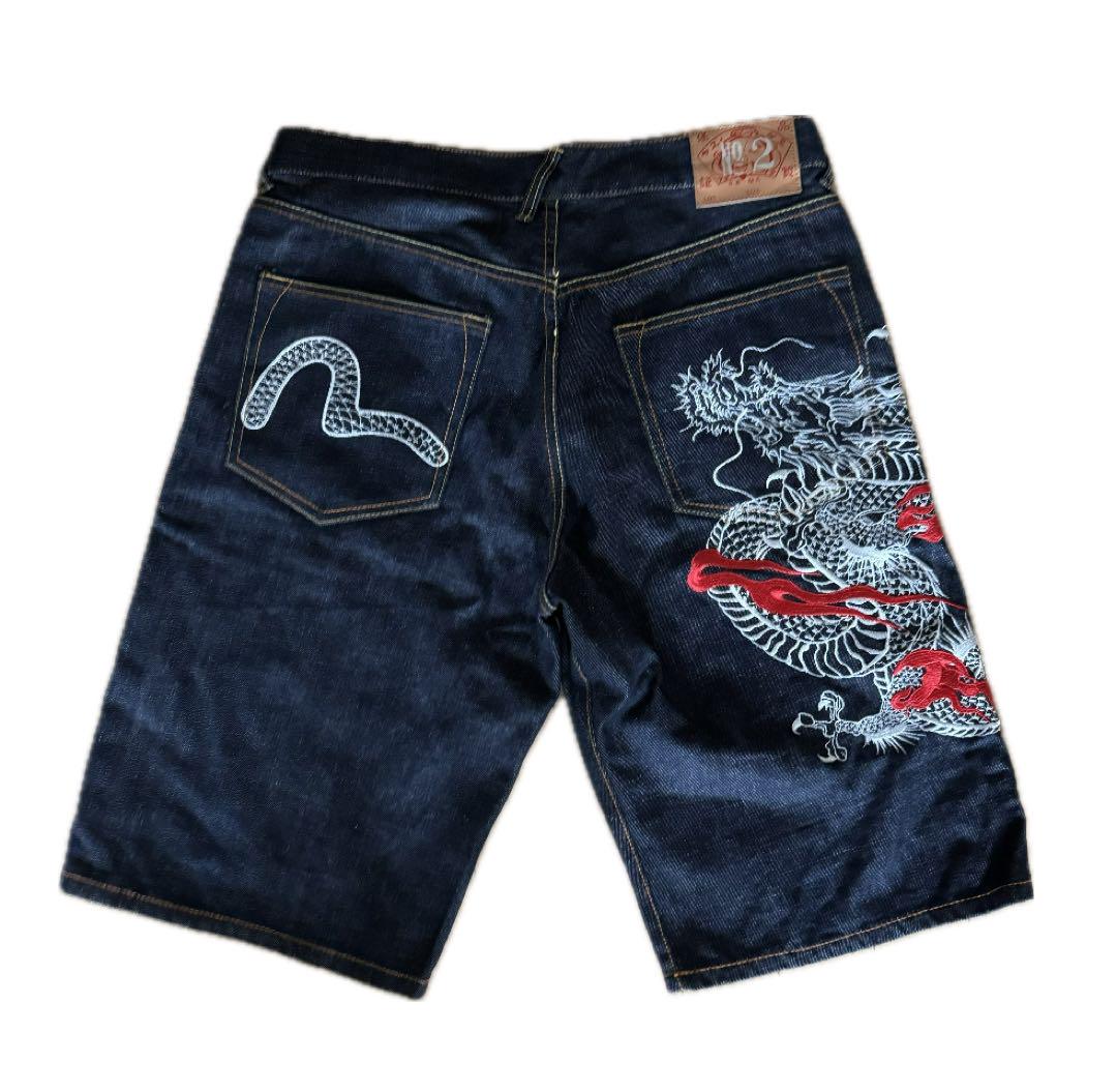 EVISU ショートパンツ　デニム　刺繍　龍
