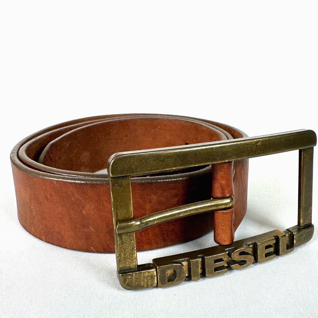 DIESEL ディーゼル レザー 本革 ベルト バックル ブラウン 茶色 DIESEL ディーゼル バックル レザーベルト 本革 ブラウン 茶色 小物