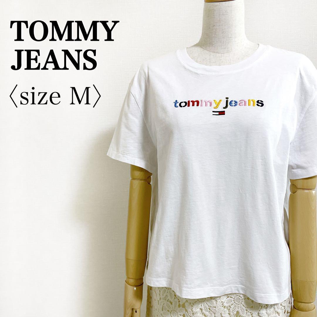 TOMMY JEANS トミージーンズ◎カラフル刺繍 ロゴ 半袖Tシャツ M