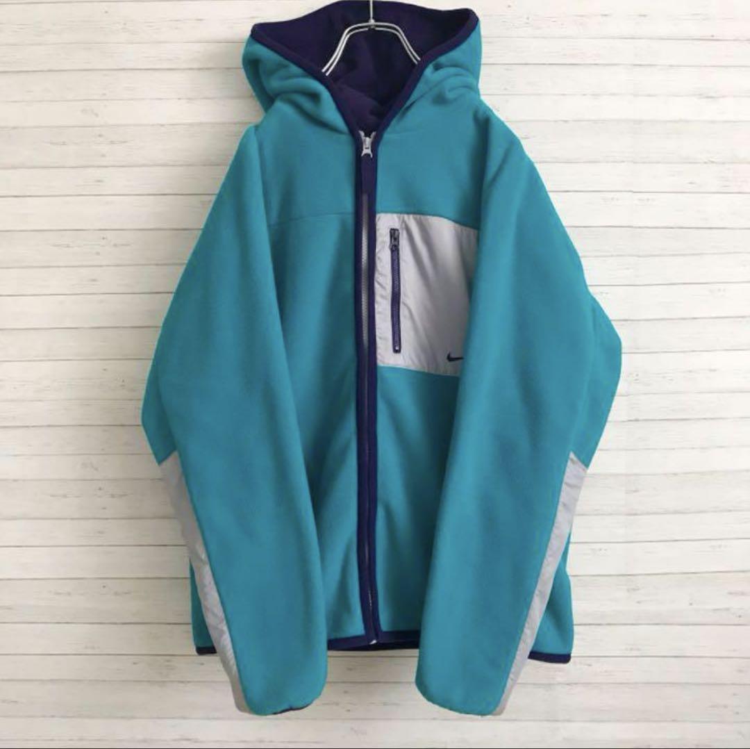 【激レア】好配色！ナイキ☆NIKEワンポイントロゴ フリース フルジップ 古着