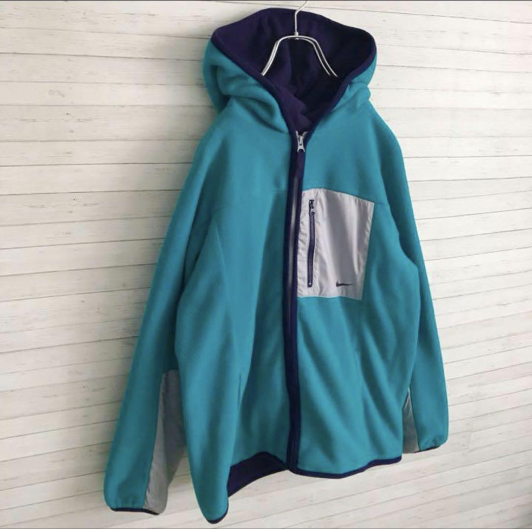 【激レア】好配色！ナイキ☆NIKEワンポイントロゴ フリース フルジップ 古着