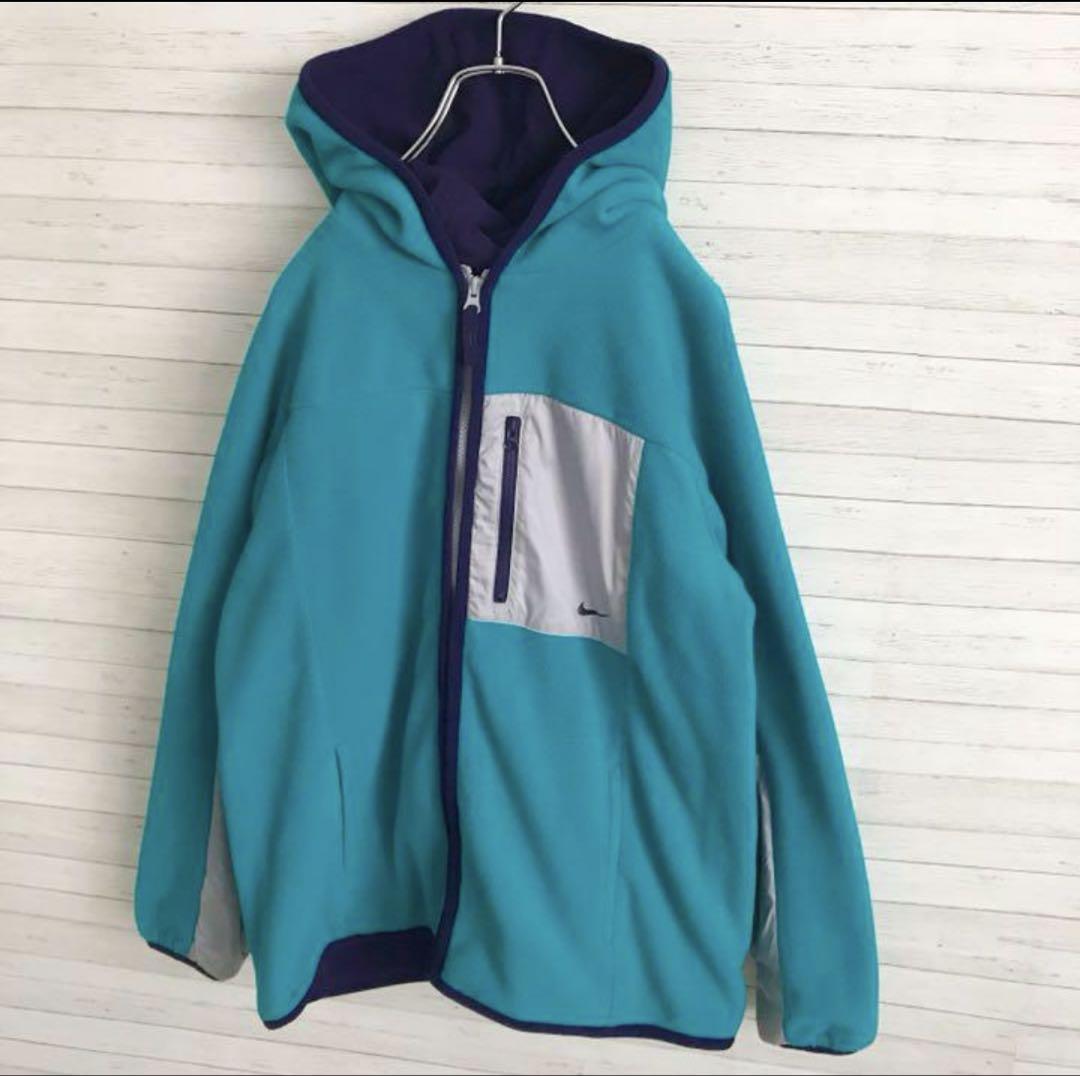 【激レア】好配色！ナイキ☆NIKEワンポイントロゴ フリース フルジップ 古着