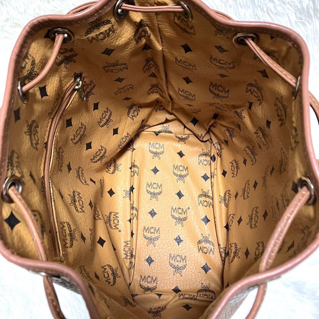 美品 MCM 巾着バッグ ショルダーバッグ ヴィセトス柄 ブラウン 総柄