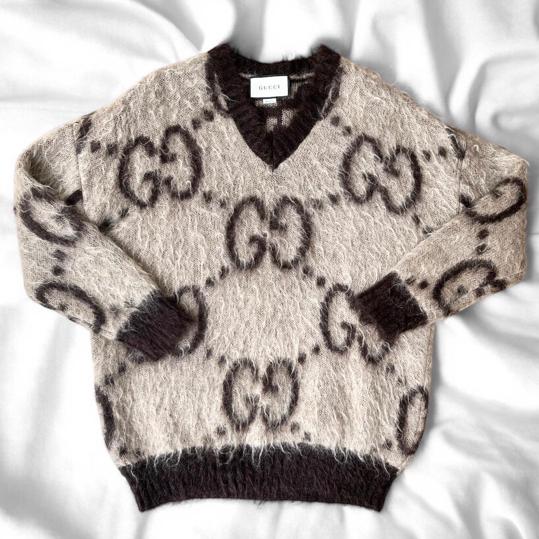 美品 グッチ GG モヘア ウール Vネック セーター ニット トップス