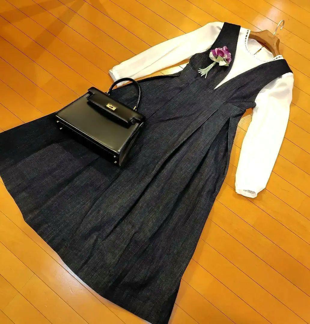 セルフォードデニムシャンブレーノースリーブロングワンピース36S