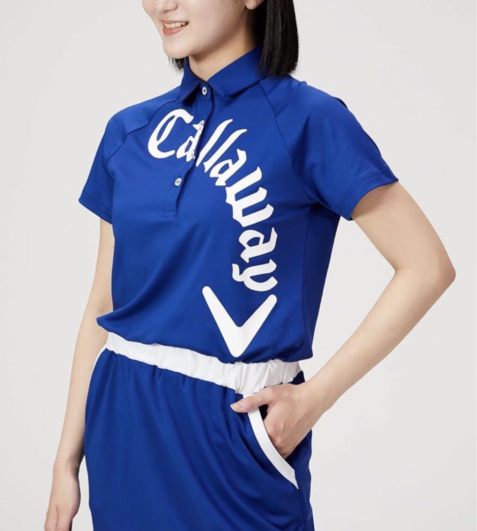 【Callaway／キャロウェイゴルフ】ビッグロゴ ストレッチ ワンピース・S青