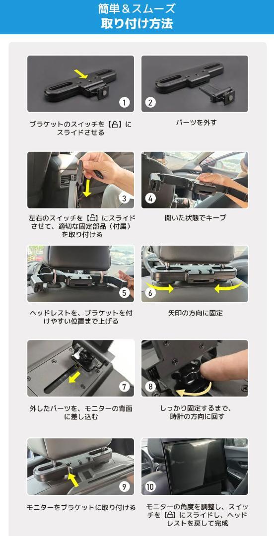 車載用モニター DVDプレイヤー 13.3インチ 大画面 後部座席高画質モニター