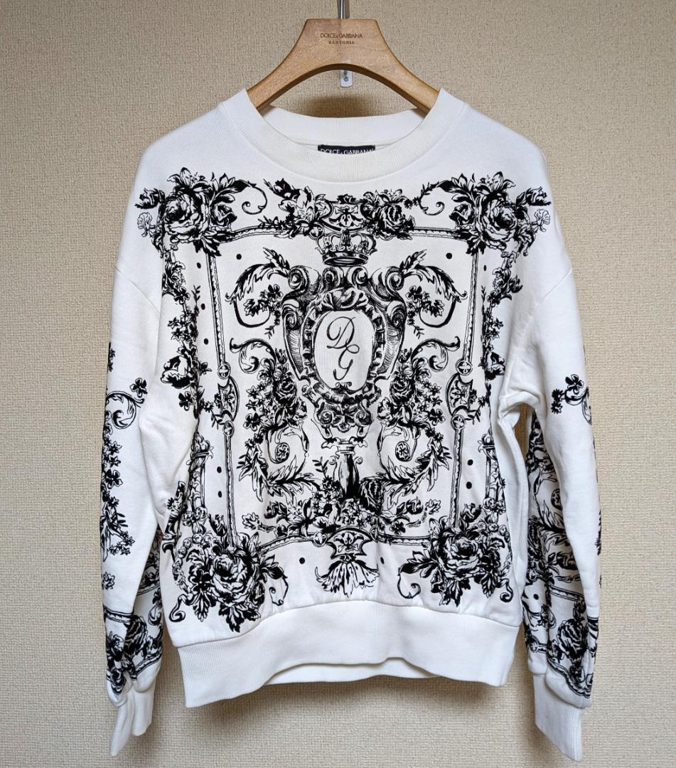 DOLCE & GABBANA 柄プリント スウェット ホワイト トップス XS