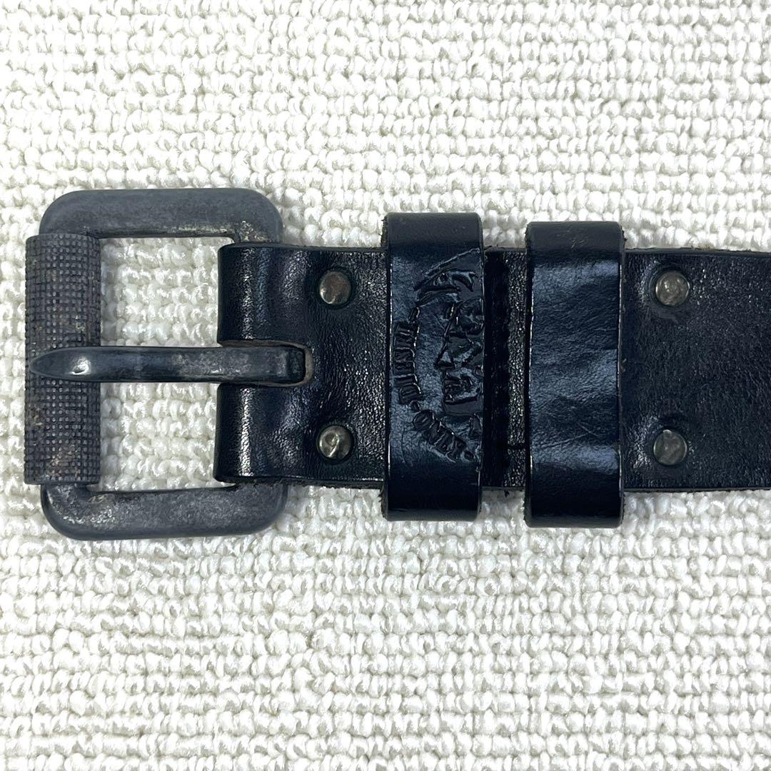 小物 DIESEL leather BELT BIG LOGO BK vintage