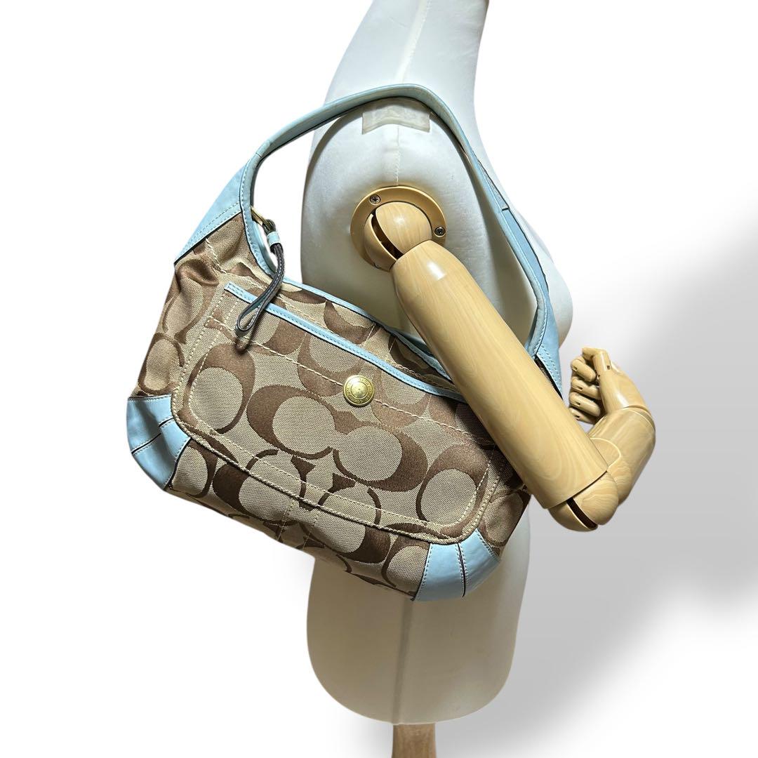 最も完璧な 良品 838 Coach Ergo ワンショルダーバッグ シグネチャー ブルー バッグ