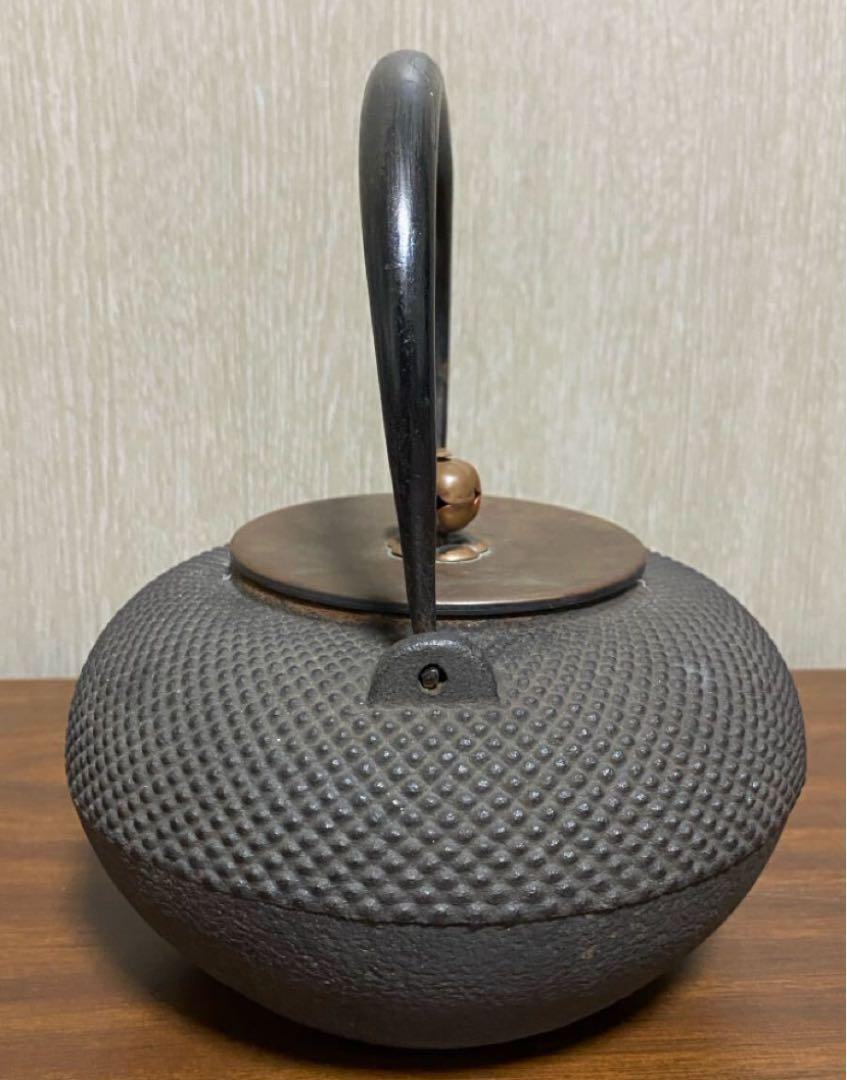 2025最新のスタイル 鉄瓶 ▪️茶道具 霰紋 銅蓋 アンティーク 骨董品 斑銅蓋 アラレ 工芸品
