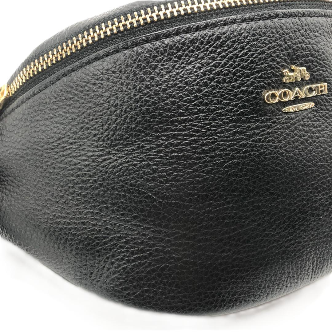 コーチ COACH 6488ブラック ボディバッグ 　ウエストバッグ 極美品 極美品】COACHコーチ ブラック レザー ボディバッグ ウエスト