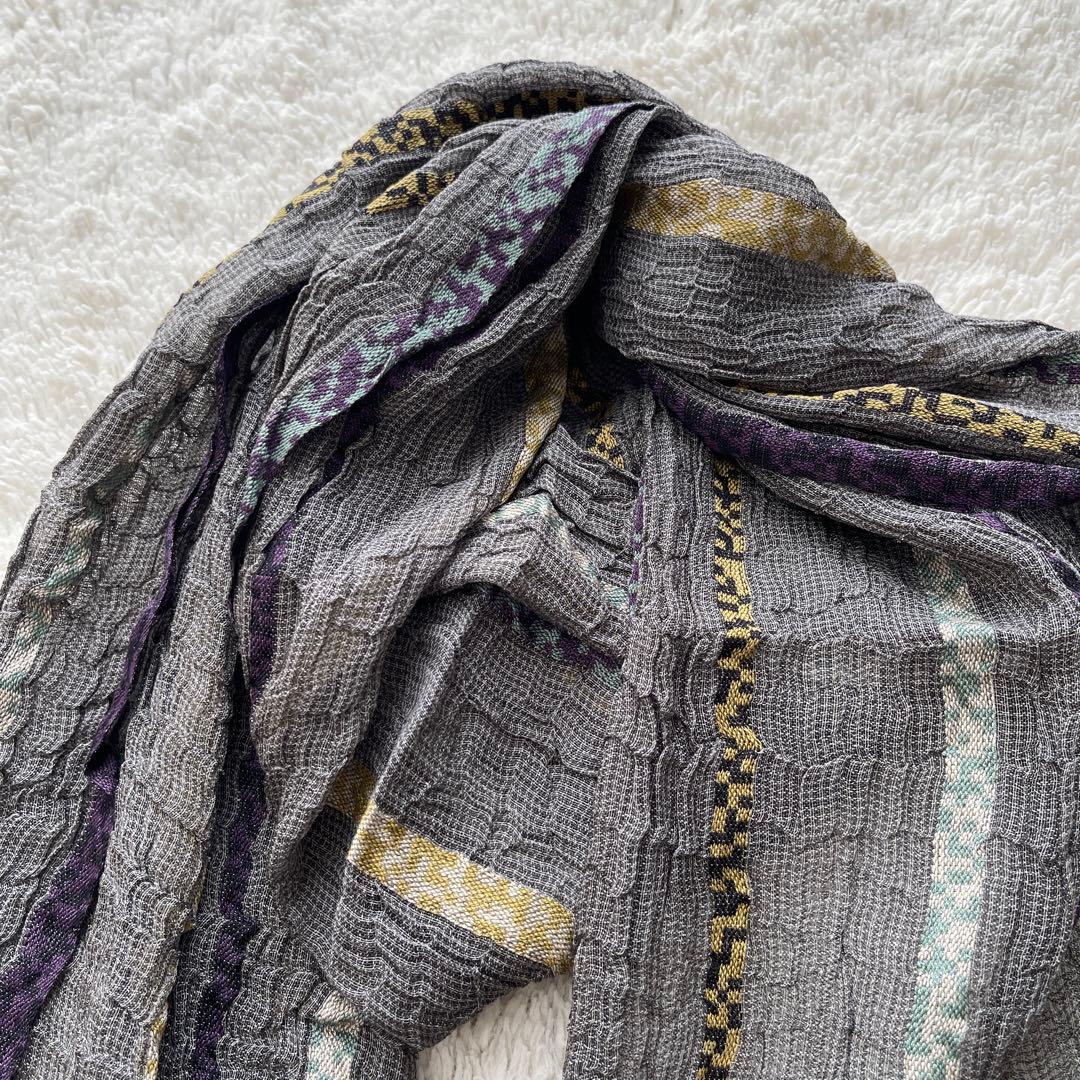 ヨーガンレール ジャガード織物 麻/silk 千鳥ストライプ ストール www