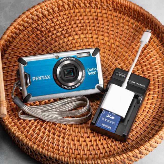 【防水カメラ】PENTAX optio W80 ブルー 動作確認済 スマホ転送