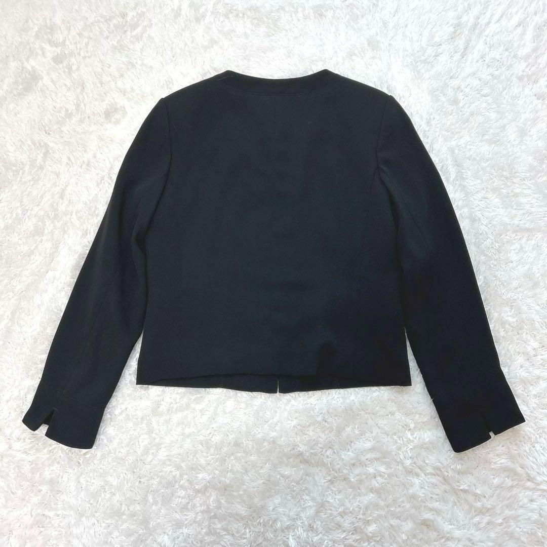 PLST 他　パンツスーツ　オフィスカジュアル　ノーカラー　Uネック　黒