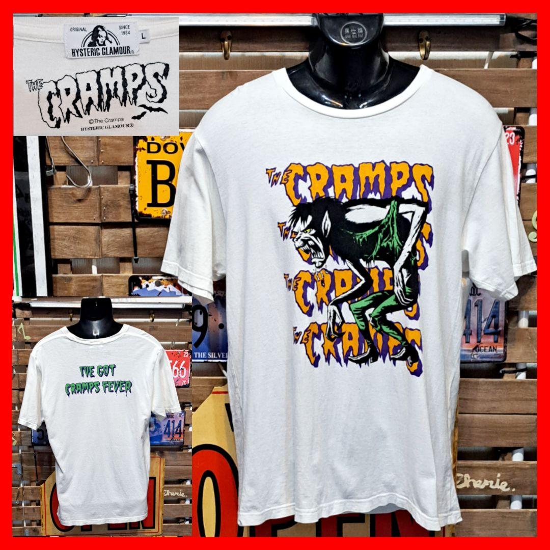 ヒステリックグラマー×クランプス　プリント　半袖　バンドTシャツ　L　ホワイト