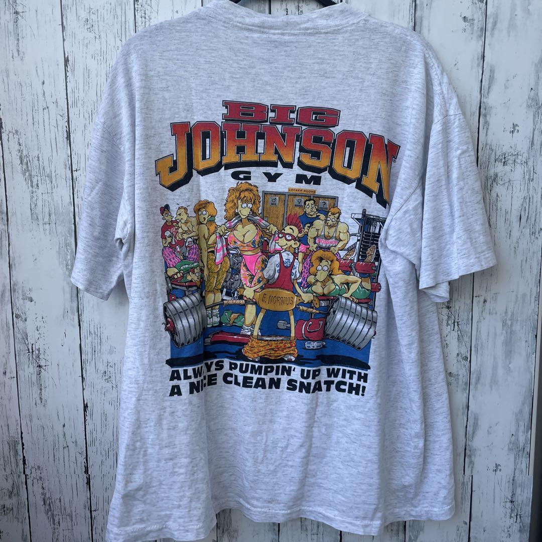 90s usa製 tシャツ JOHNSON バックプリント USA製90s BIG JOHNSONプリントビッグTシャツ