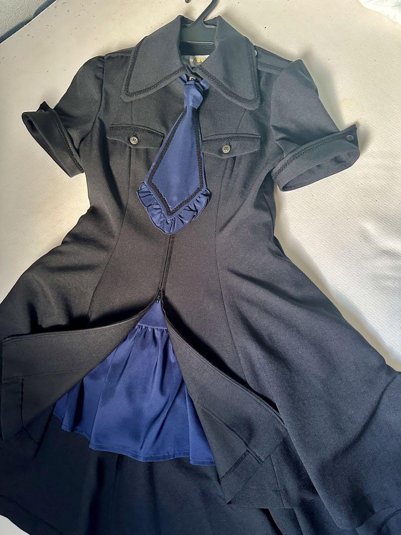 ATELIER BOZ クロアートSK付きワンピース　黒×紺