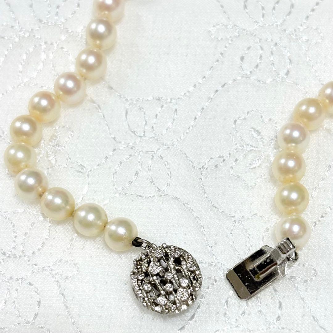 美品 アコヤ真珠 ラウンド 無調色 ヘマタイト ミックス デザイン ネックレス