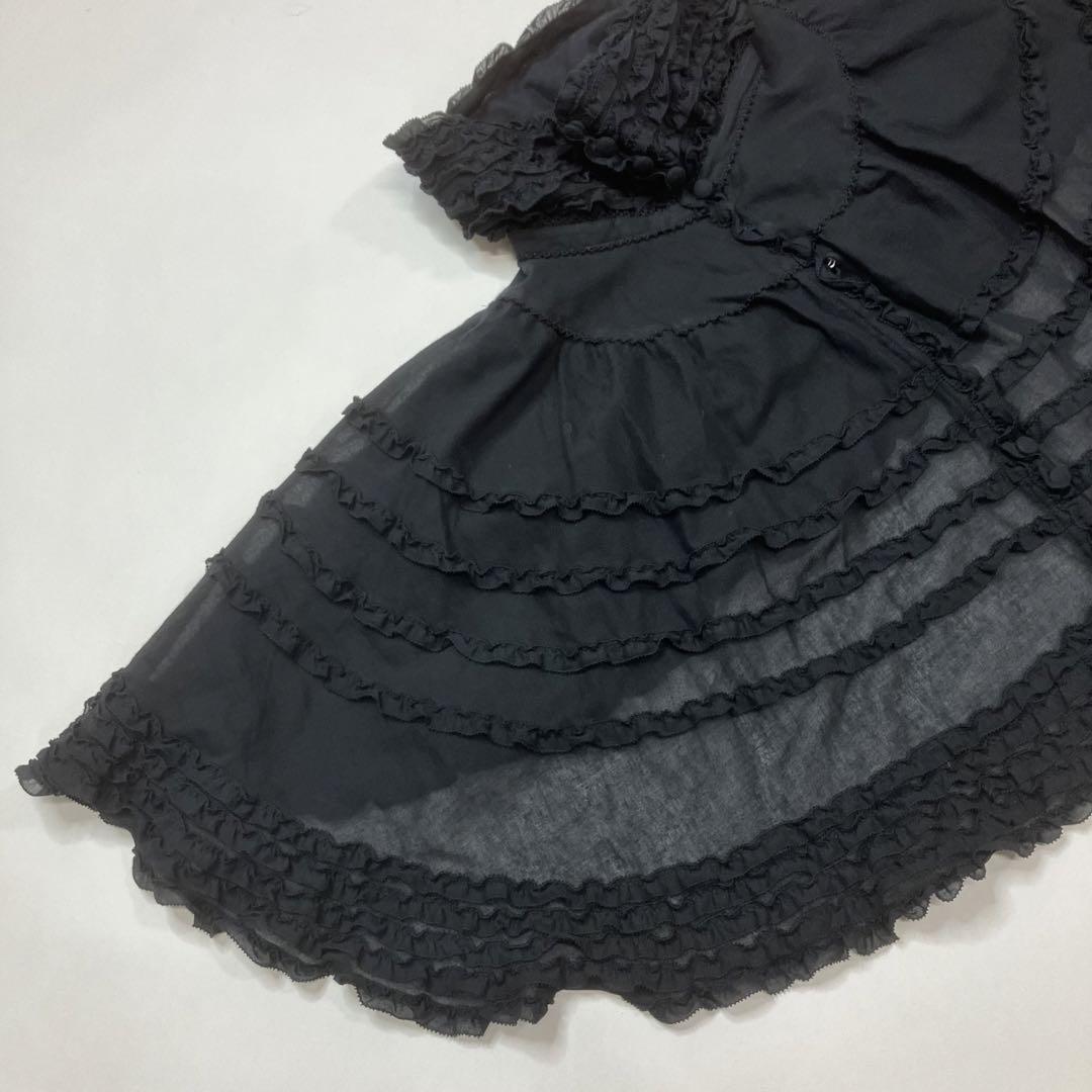 【美品】ワンダフルワールド 黒 豪華ピコフリル使い 綿ローンケープ