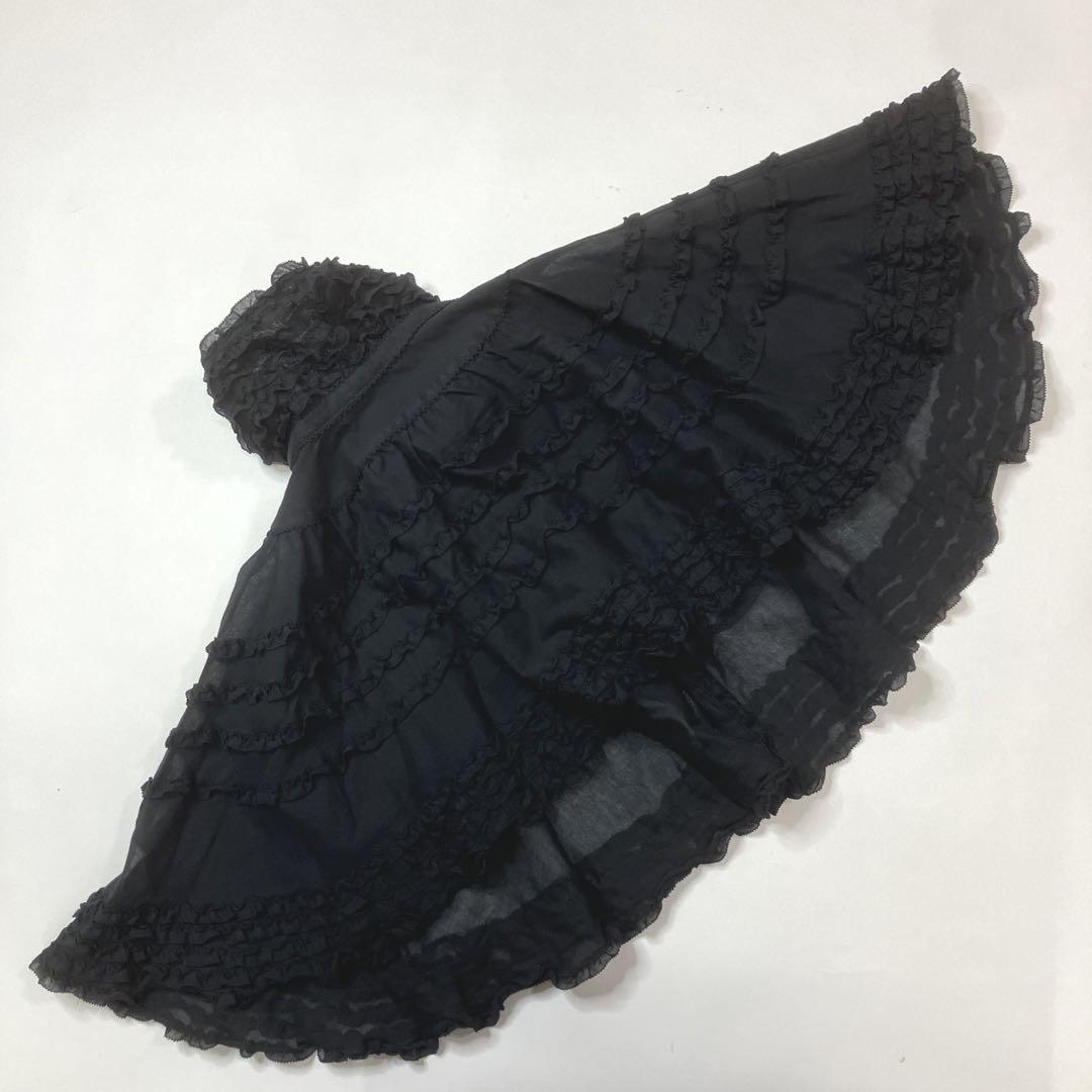 【美品】ワンダフルワールド 黒 豪華ピコフリル使い 綿ローンケープ