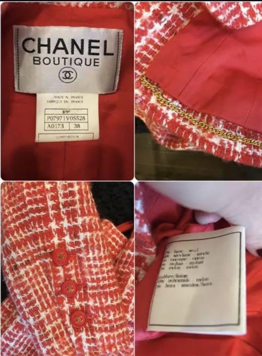 定番品質保証 美品 正規本物シャネル CHANEL 97p ツイードスーツ 赤系 38 tO1ZX-m87885622458 通販新作