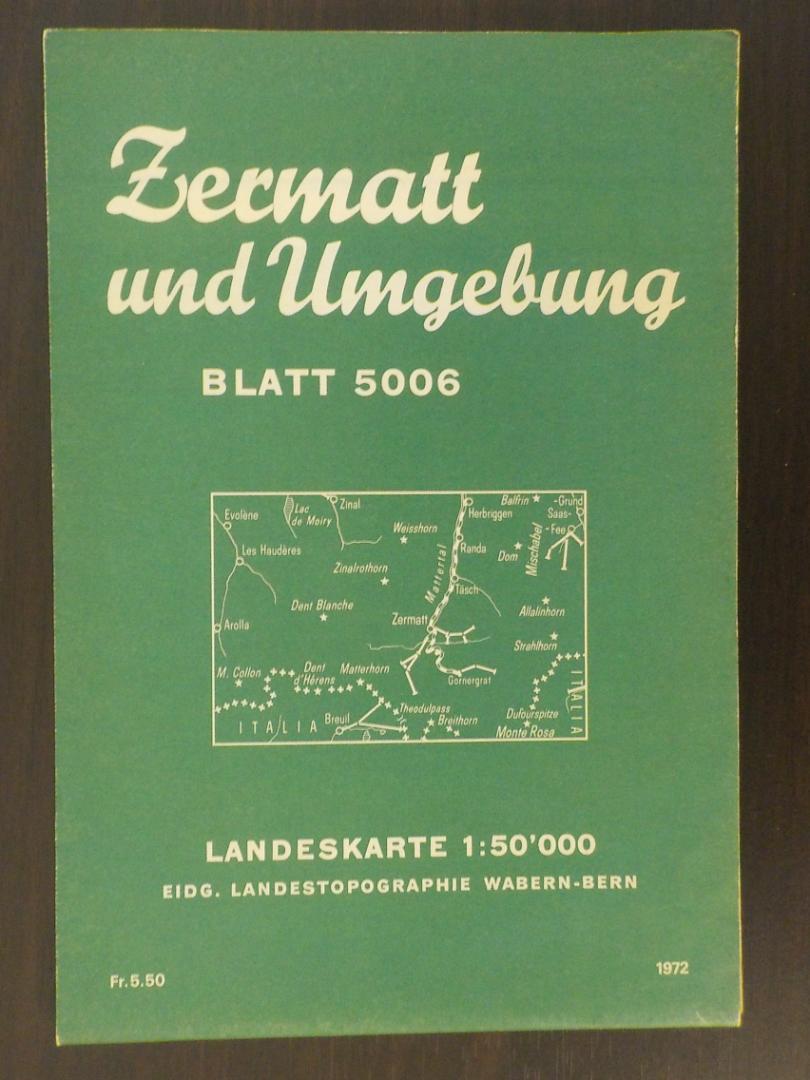 ヨーロッパアルプスの地図　Zermatt und Umgebung